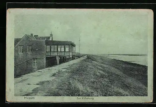 AK Husum, Gasthaus Zur Erholung, Strandpartie