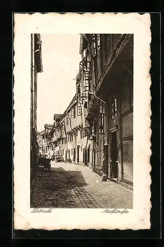 AK Detmold, Adolfstrasse mit Karren