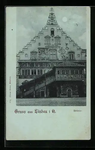 Mondschein-AK Lindau i. B., Rathaus