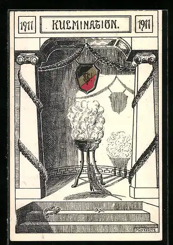 Künstler-AK Kulmination 1911, Studentenwappen