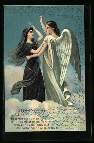 Präge-AK Hoffnung, Engel und Tod, Allegorie