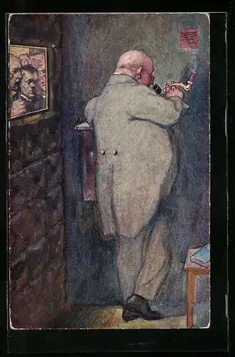 Künstler-AK sign. E. Sommavilla: Das Telephonekel