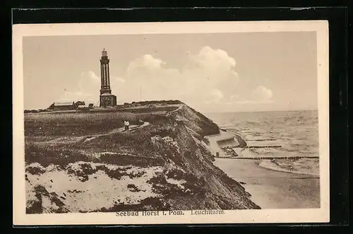 AK Horst, Uferpartie mit Blick zum Leuchtturm