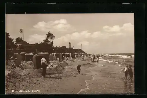 AK Horst, Strandpartie mit Badeurlaubern