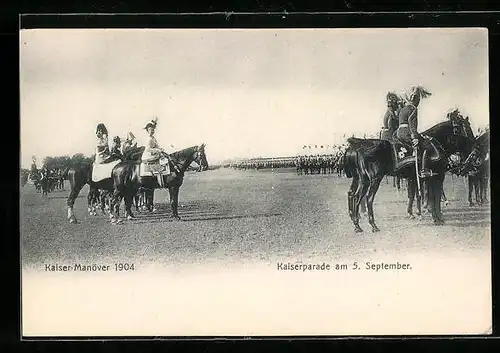 AK Soldaten mit Pferden bei der Kaiserparade, Kaisermanöver 1904