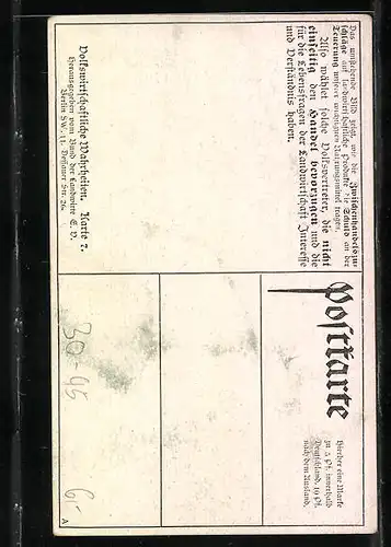 Künstler-AK Berlin, Zwischenhandels-Zuschläge auf landwirtschaftliche Produkte der Jahre 1906 /10