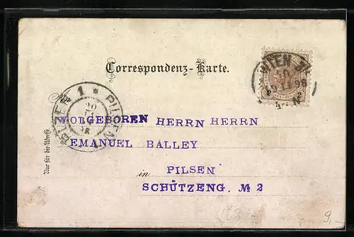 Lithographie Wien, Franzensring, Maria Theresia-Monument