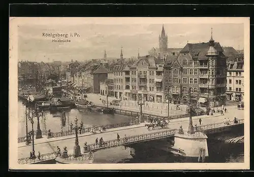 AK Königsberg, Holzbrücke aus der Vogelschau