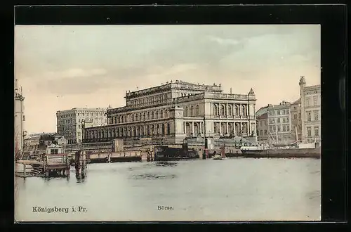 AK Königsberg, Blick auf die Börse vom Wasser aus