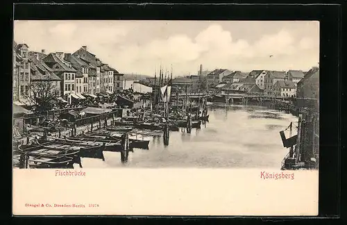 AK Königsberg, Fischbrücke aus der Vogelschau