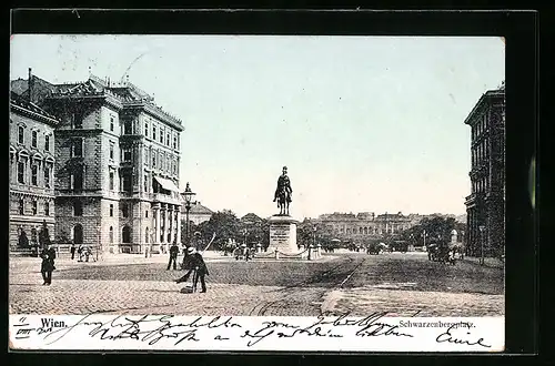 AK Wien, Schwarzenbergplatz mit Denkmal