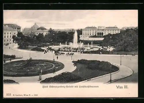 AK Wien, Fürst Schwarzenberg-Palais mit Hochstrahlbrunnen