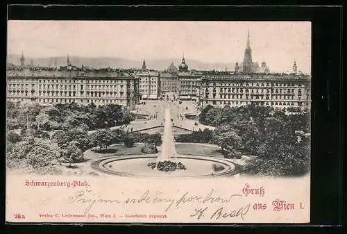 AK Wien, Schwarzenberg-Platz mit Springbrunnen