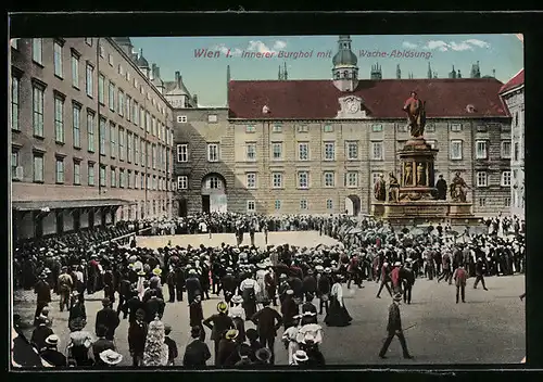 AK Wien, Hofburg mit Wache-Ablösung