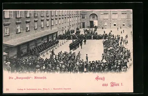 AK Wien, Hofburg, Die Burgmusik, Abmarsch