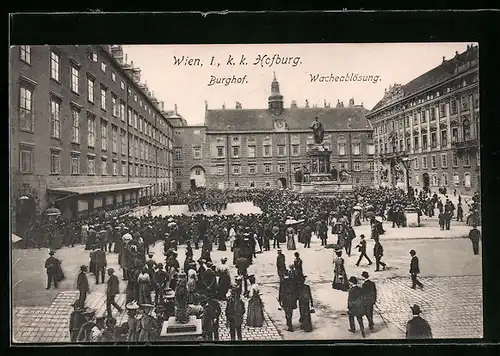 AK Wien, Hofburg mit Wacheablösung