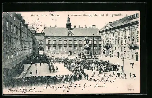 AK Wien, Hofburg, Innerer Burgplatz mit Burgmusik