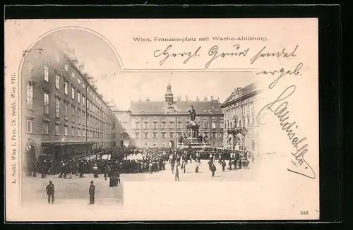 AK Wien, Hofburg, Franzensplatz mit Wache-Ablösung