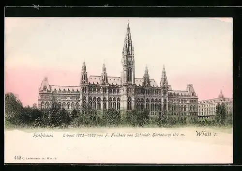 AK Wien, Rathaus, erbaut von F. Freiherr von Schmidt