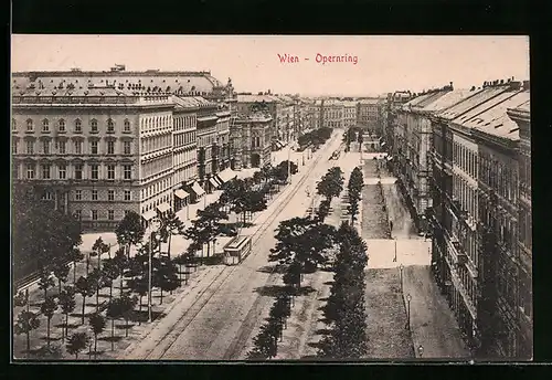 AK Wien, Strassenbahn auf dem Opernring