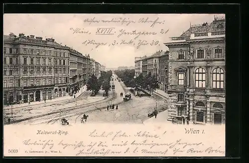AK Wien, Kolowrat-Ring mit Strassenbahn