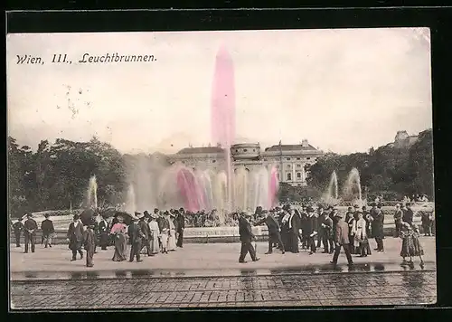 AK Wien, Leuchtbrunnen mit Spaziergängern