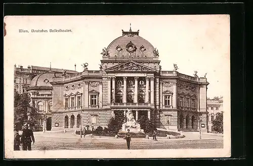 AK Wien, Deutsches Volkstheater von der Strasse gesehen