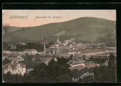 AK Wien, Hütteldorf, Panorama mit Brauerei