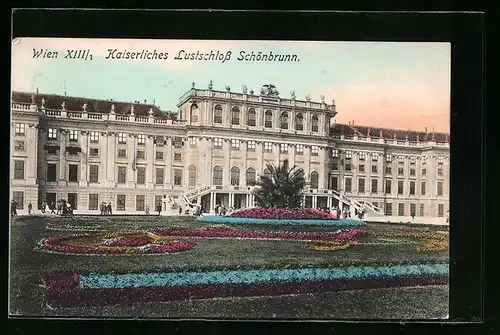 AK Wien, Schloss Schönbrunn von Anlagen aus gesehen