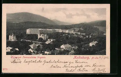 AK Wien, Kalksburg mit Collegium Immaculatae Virginis aus der Vogelschau