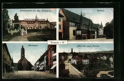 AK Einbeck i. H., Rathaus, Marktplatz, Fahrradwerke von Aug. Stukenbrok