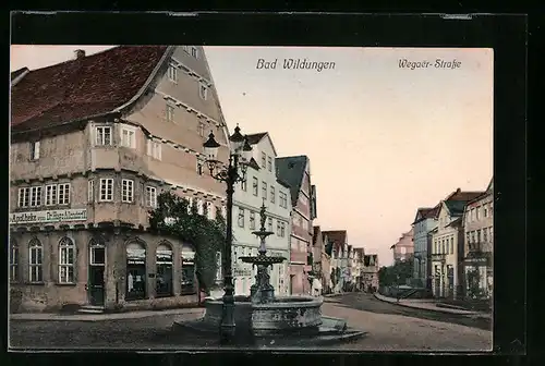 AK Bad Wildungen, Wegaër-Strasse, Brunnen