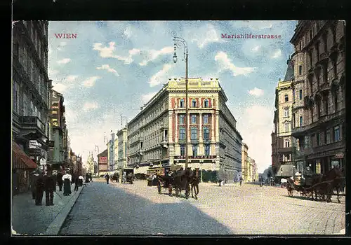 AK Wien, Pferdekutschen in der Mariahilferstrasse