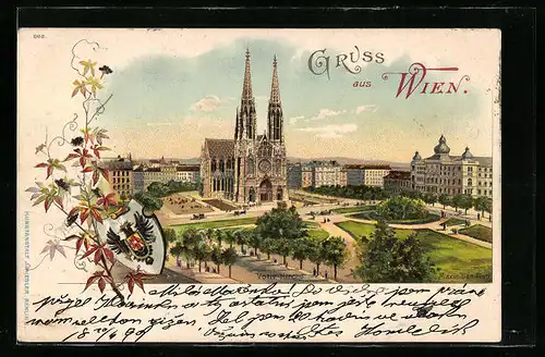 Lithographie Wien, Blick auf die Votovkirche