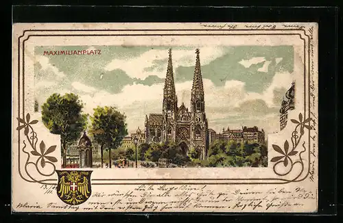 Lithographie Wien, Blick auf den Maximilianplatz