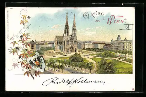 Lithographie Wien, Ansicht der Votivkirche
