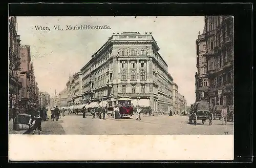 AK Wien, Strassenbahn auf der Mariahilferstrasse