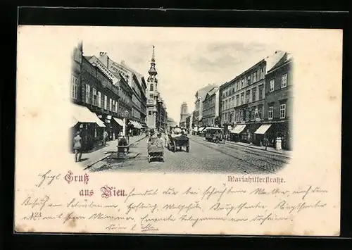 AK Wien, Pferdekutschen in der Mariahilferstrasse