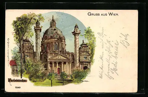 Lithographie Wien, Karlskirche