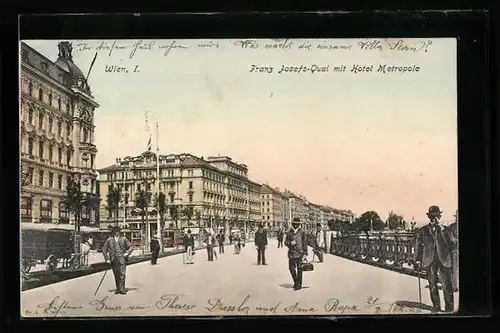 AK Wien, Franz-Josefs-Kai mit Hotel Metropole