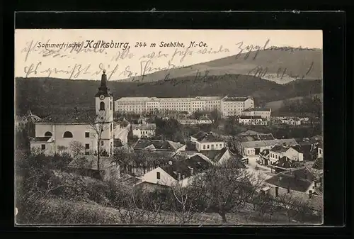 AK Wien, Sommerfrische Kalksburg aus der Vogelschau