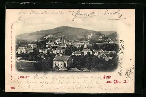 AK Wien, Ortsansicht Hütteldorf aus der Vogelschau