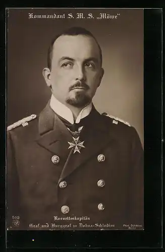 AK Portrait des Korvettenkapitäns und Kommandanten der SMS Möwe, Graf und Burggraf zu Dohna-Schlodien