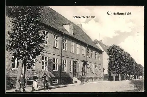 AK Christiansfeld, Strassenpartie am Schwesternhaus