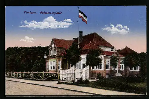 AK Tondern, Hotel Schweizerhalle in der Strassenansicht