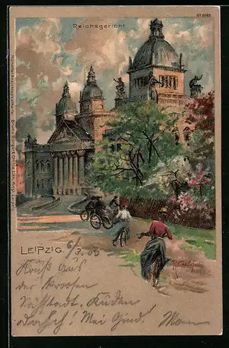 Künstler-AK Raffaele Carloforti No. 2065: Leipzig, Strasse zum Reichsgericht