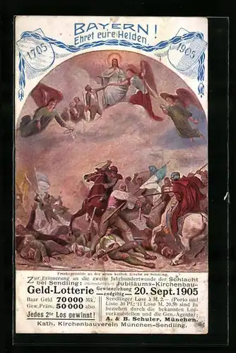 AK Geld-Lotterie mit Schlachtengemälde