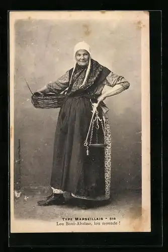 AK Marseille, Frau mit Waage und Korb