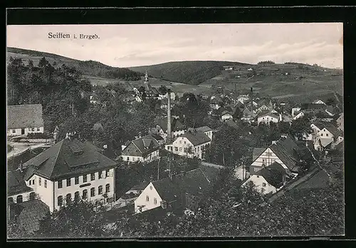 AK Seiffen i. Erzgeb., Blick über die Dächer der Ortschaft