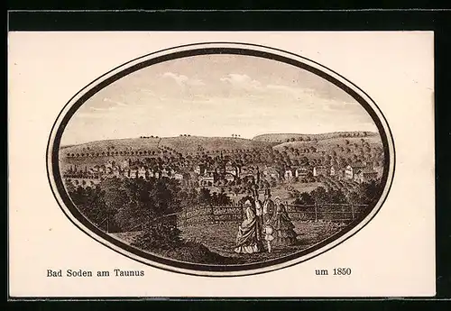 AK Bad Soden am Taunus, Ortsansicht um 1850